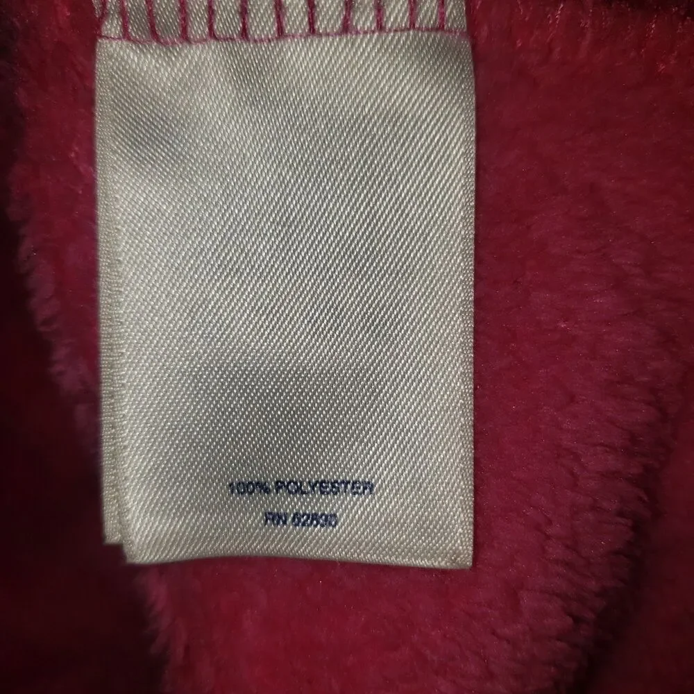 Lands End Pink Hooded Bathrobe Robe with Heart Pockets Girls Size 4
